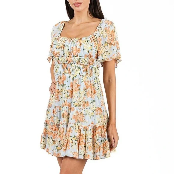 B. Smart NWT Light Blue Floral Sleeveless Mini Dress Juniors Size 13 - Picture 8 of 9